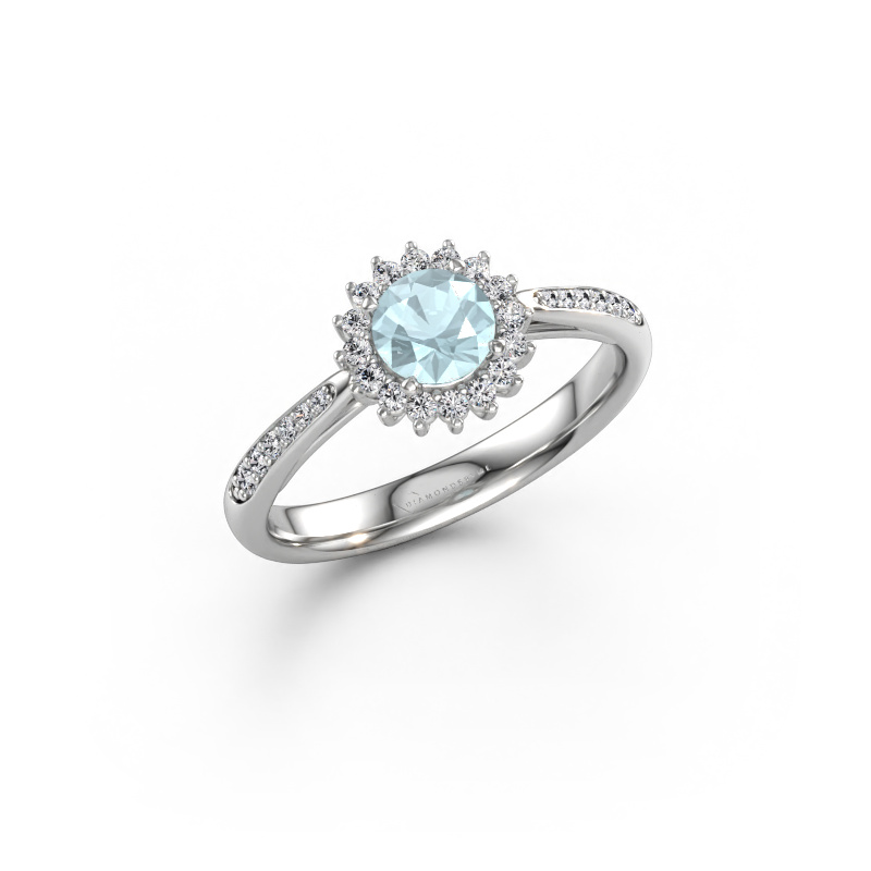 Immagine di Anello di fidanzamento Tilly RND 2 585 oro bianco Acquamarina 5 mm