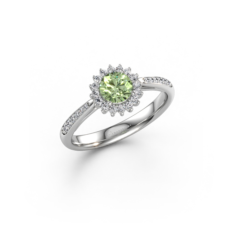 Bild av Förlovningsring Tilly RND 2 585 vitt guld Grön labbodlad diamant 5 mm