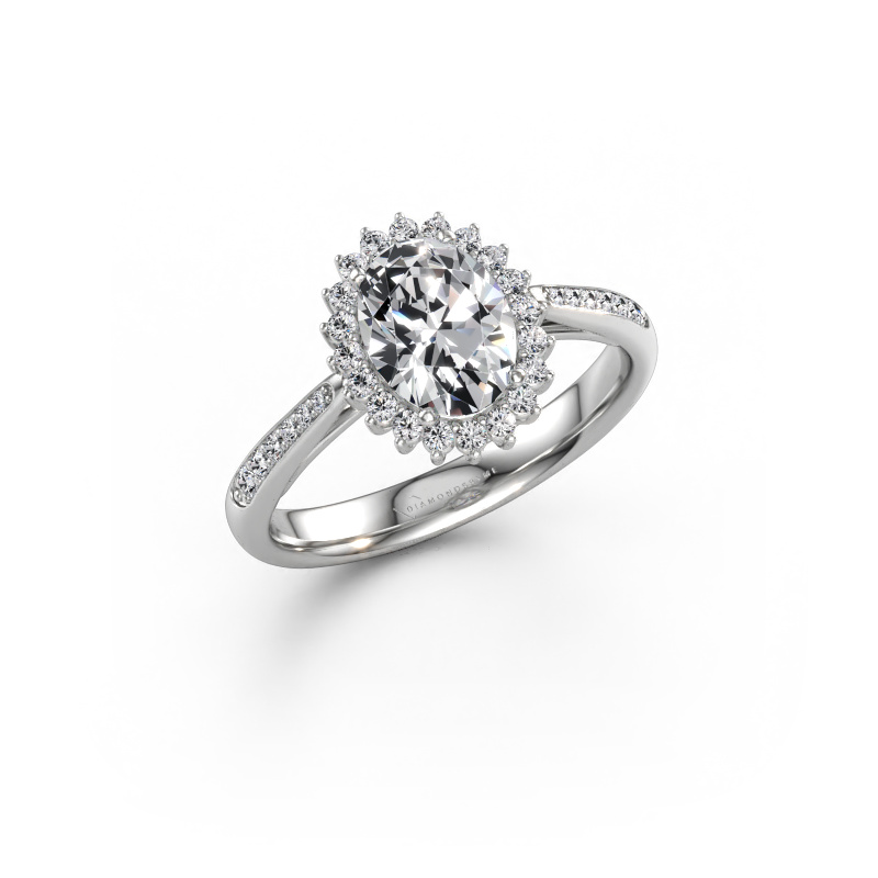 Immagine di Anello di fidanzamento Tilly ovl 2 585 oro bianco Diamante lab grown 1.34 crt
