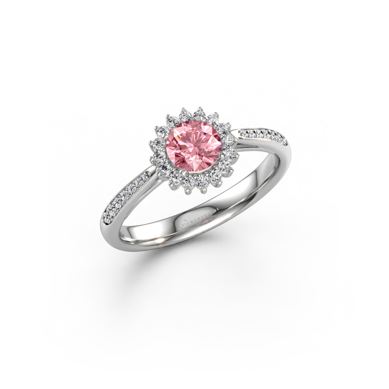 Immagine di Anello di fidanzamento Tilly RND 2 585 oro bianco Diamante lab grown rosa 5 mm
