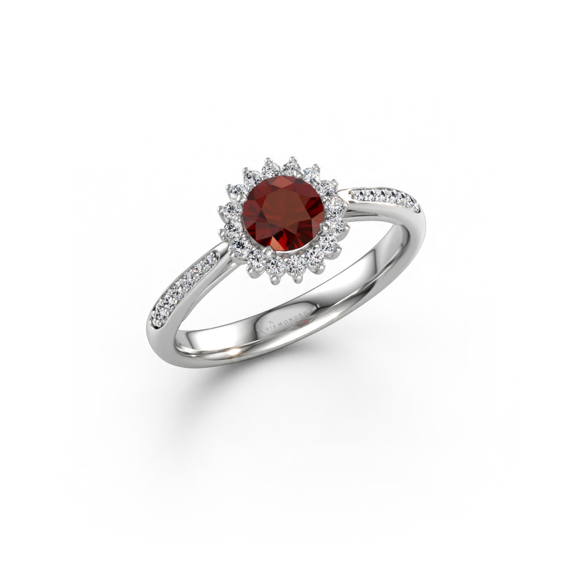 Image of Engagement ring Tilly RND 2 585 white gold Garnet 5 mm