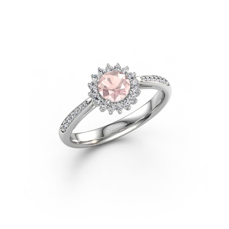 Immagine di Anello di fidanzamento Tilly RND 2 585 oro bianco Morganite champagne 5 mm