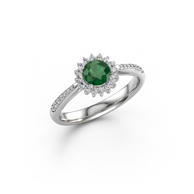Immagine di Anello di fidanzamento Tilly RND 2 585 oro bianco Smeraldo 5 mm