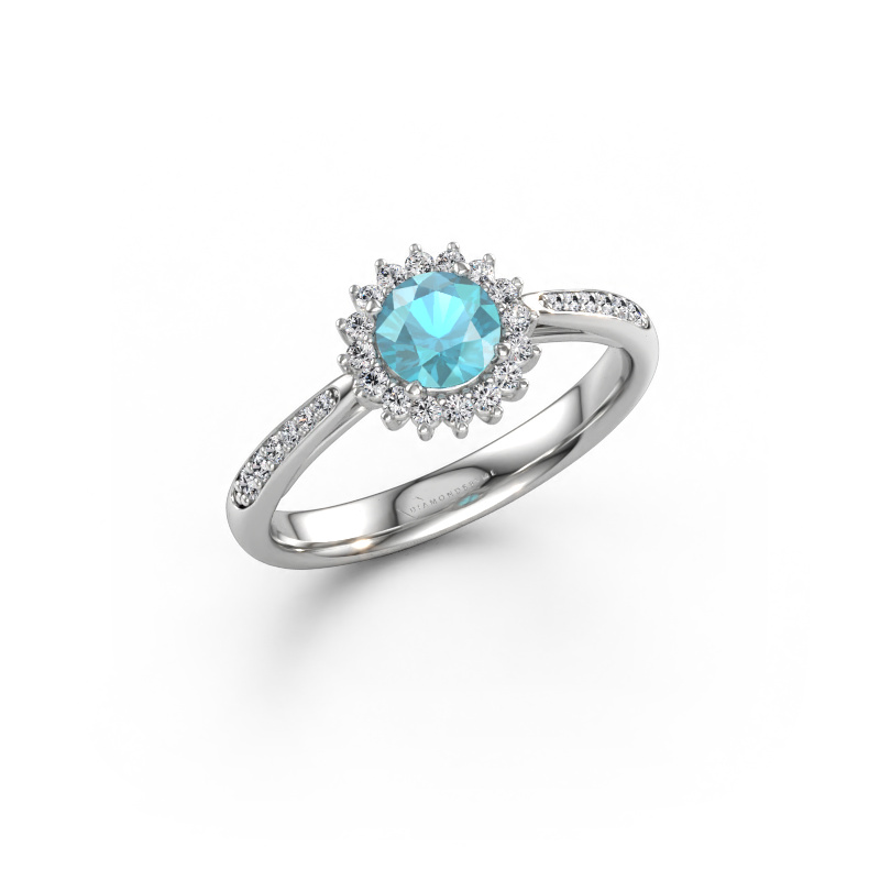 Immagine di Anello di fidanzamento Tilly RND 2 585 oro bianco Topazio blu 5 mm