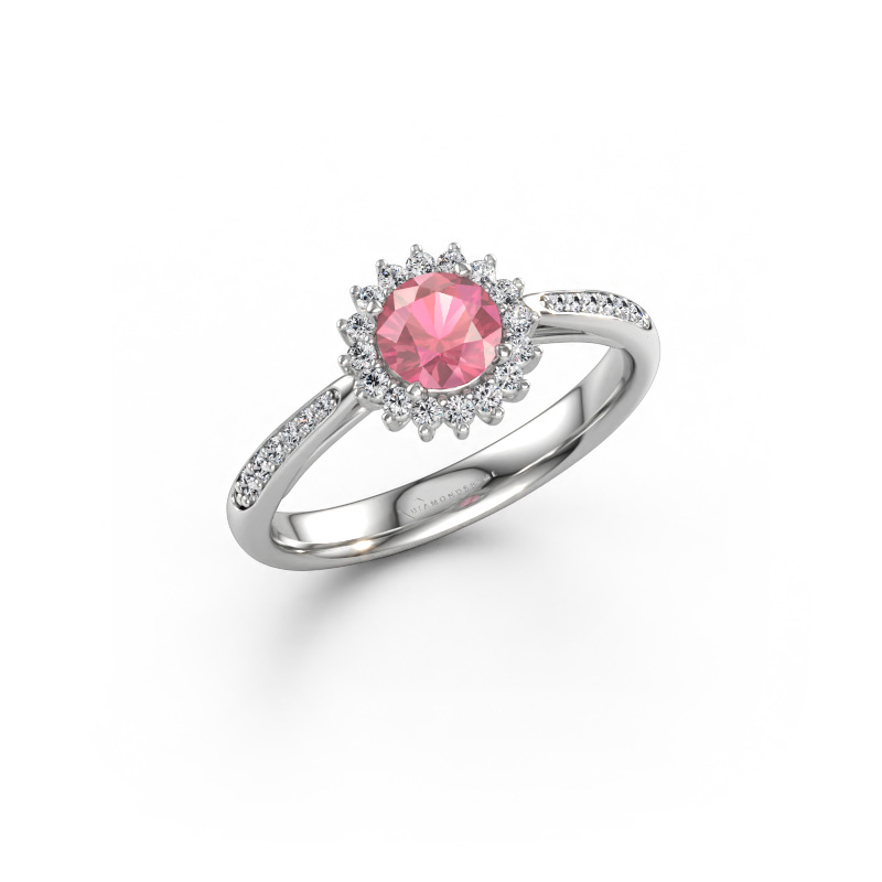 Immagine di Anello di fidanzamento Tilly RND 2 585 oro bianco Tormalina rosa 5 mm