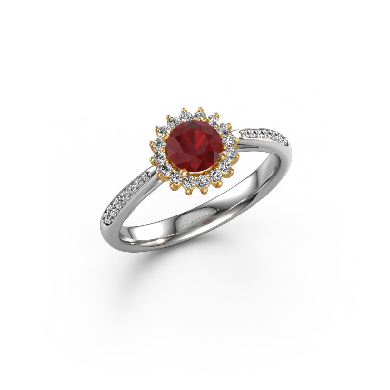Image of Engagement ring Tilly RND 2 585 white gold Ruby 5 mm