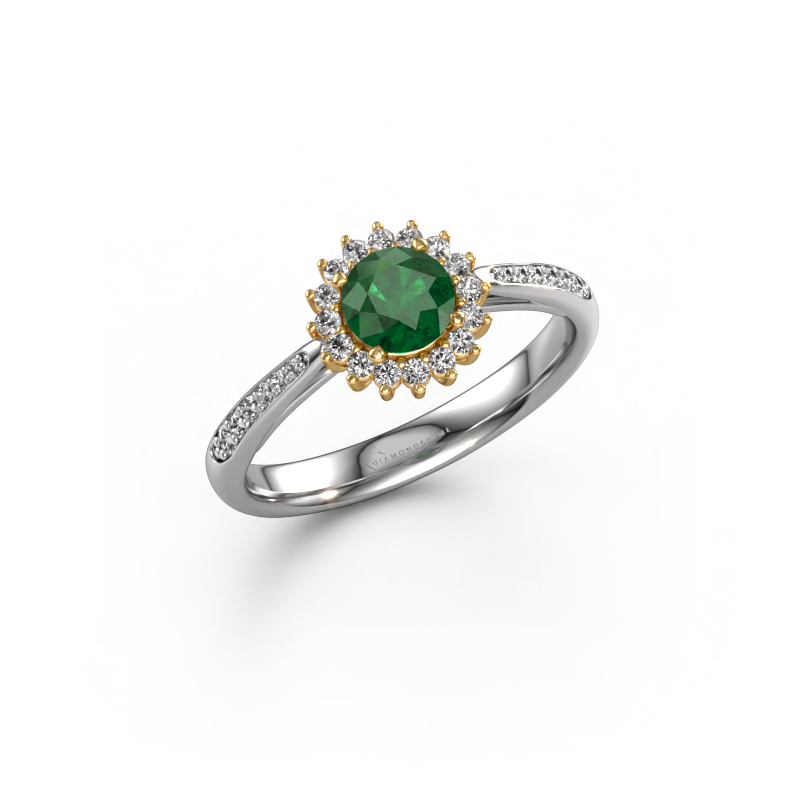 Image of Engagement ring Tilly RND 2 585 white gold Emerald 5 mm