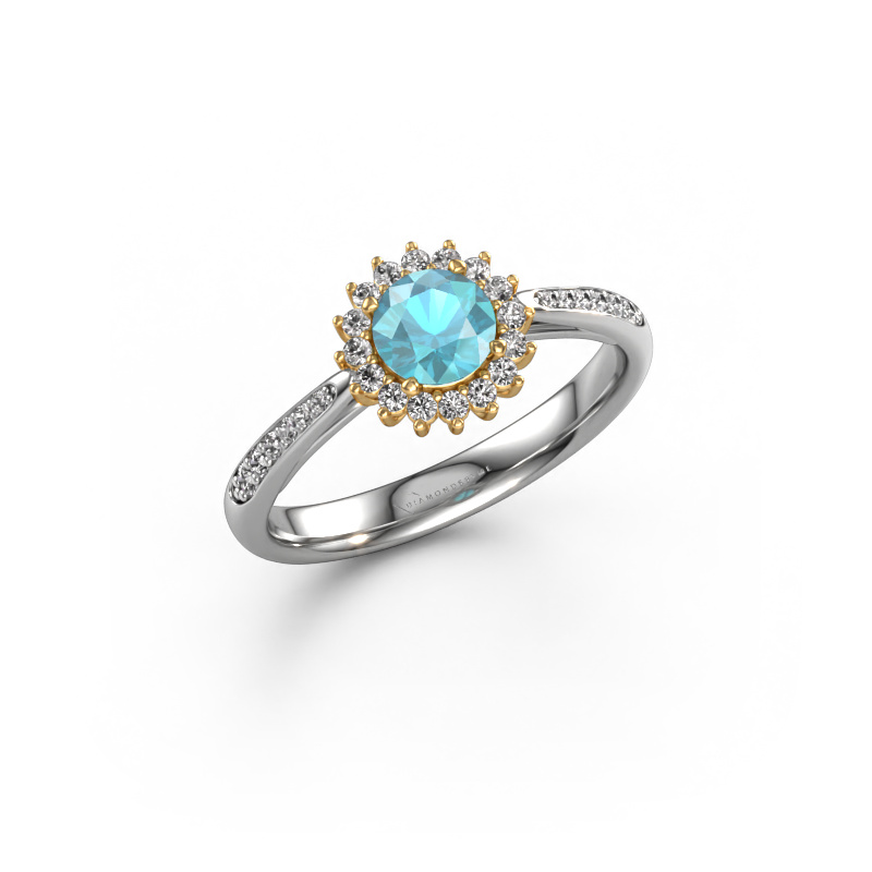 Image of Engagement ring Tilly RND 2 585 white gold Blue topaz 5 mm
