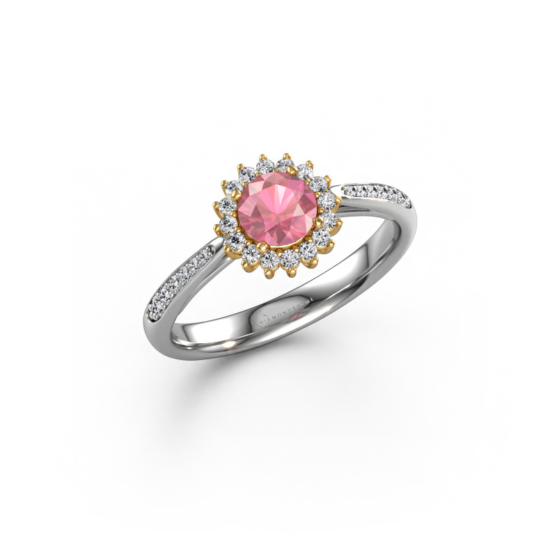 Image of Engagement ring Tilly RND 2 585 white gold Tourmaline pink 5 mm