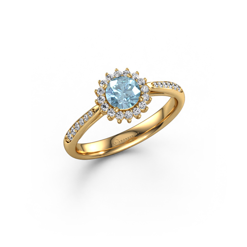 Image of Engagement ring Tilly RND 2 585 gold Blue lab grown diamond 5 mm