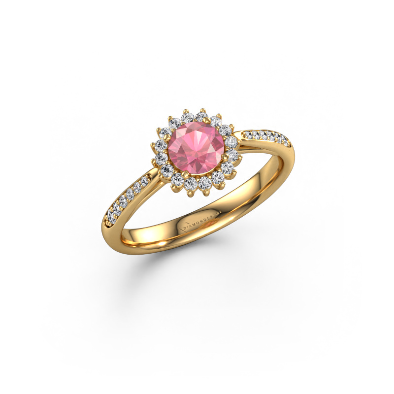 Image of Engagement ring Tilly RND 2 585 gold Tourmaline pink 5 mm