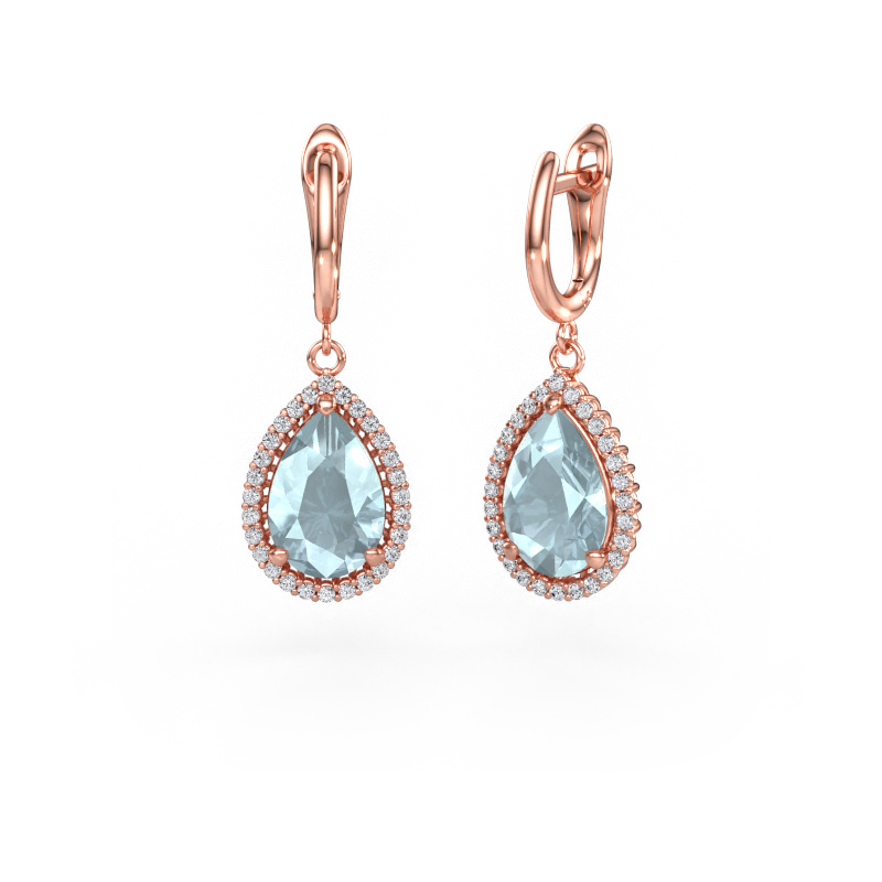 Image of Drop earrings Tilly per 3 585 rose gold Aquamarine 12x8 mm