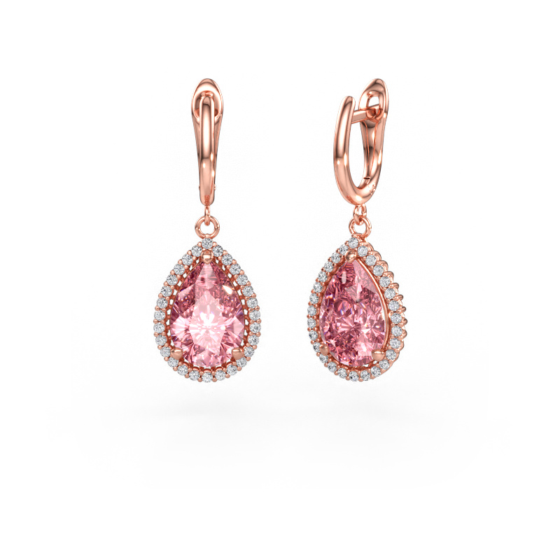 Immagine di Orecchini pendenti Tilly per 3 585 oro rosa Diamante lab grown rosa 12x8 mm
