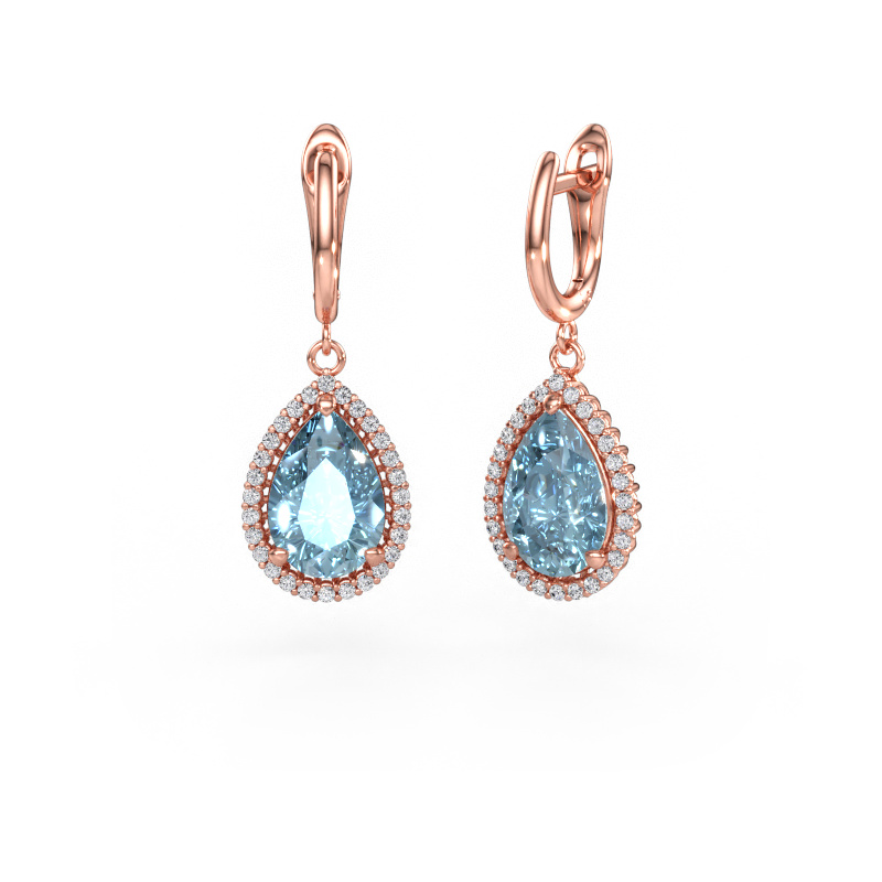 Immagine di Orecchini pendenti Tilly per 3 585 oro rosa Diamante lab grown blu 12x8 mm