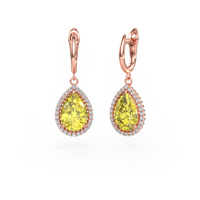 Immagine di Orecchini pendenti Tilly per 3 585 oro rosa Diamante lab grown giallo 12x8 mm