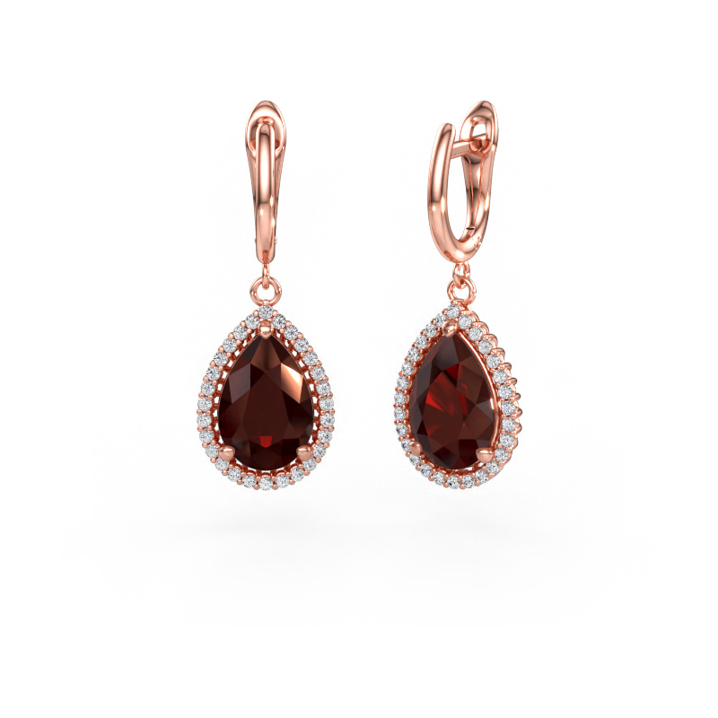 Image de Pendants d'oreilles Tilly per 3 585 or rose Grenat 12x8 mm
