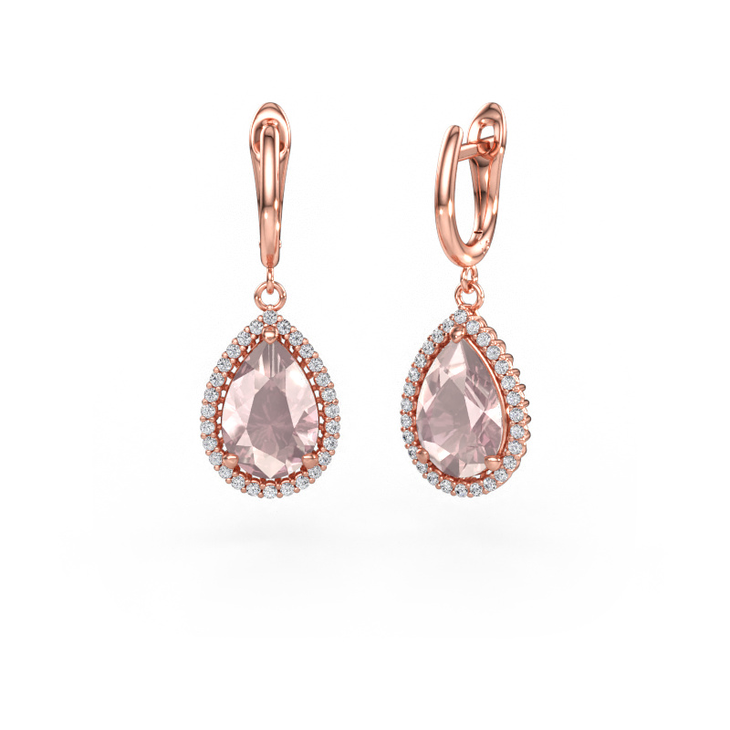Immagine di Orecchini pendenti Tilly per 3 585 oro rosa Morganite champagne 12x8 mm