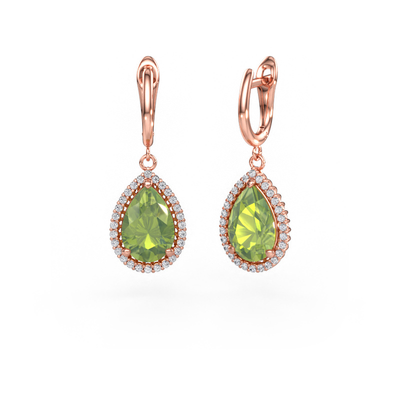 Immagine di Orecchini pendenti Tilly per 3 585 oro rosa Peridoto 12x8 mm