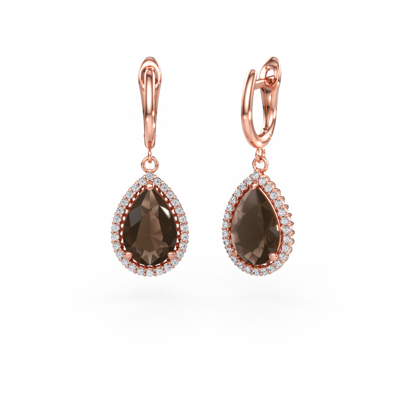 Immagine di Orecchini pendenti Tilly per 3 585 oro rosa Quarzo fumé 12x8 mm