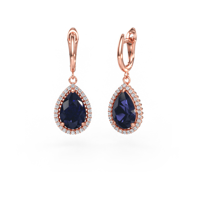Bild av Hängande örhängen Tilly per 3 585 roséguld Safir 12x8 mm
