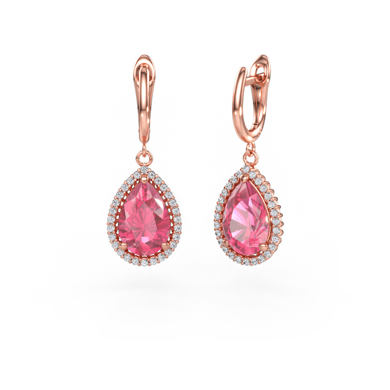 Bild av Hängande örhängen Tilly per 3 585 roséguld Rosa safir 12x8 mm