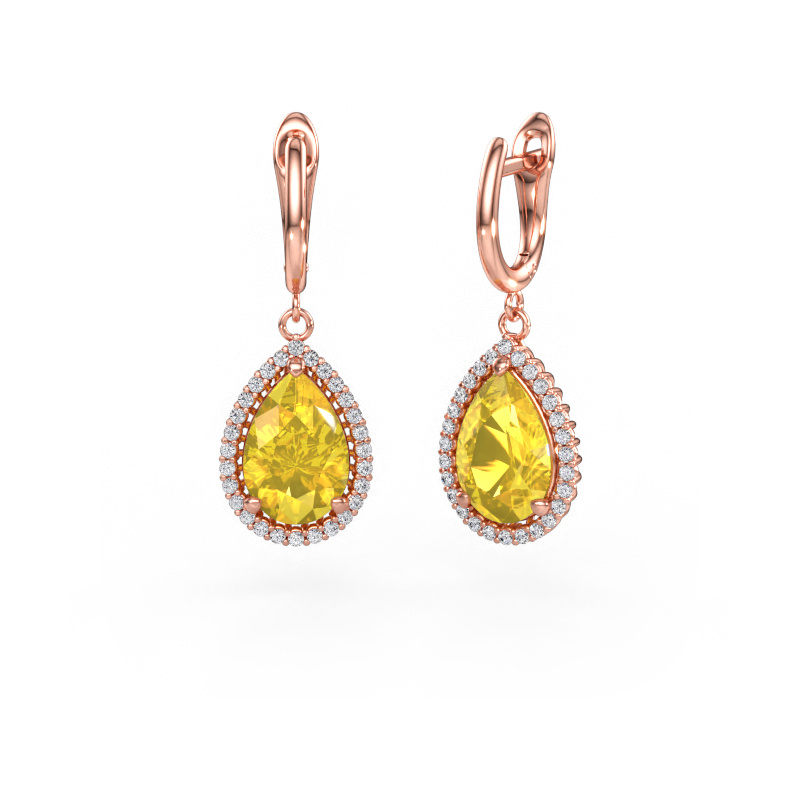 Immagine di Orecchini pendenti Tilly per 3 585 oro rosa Zaffiro giallo 12x8 mm