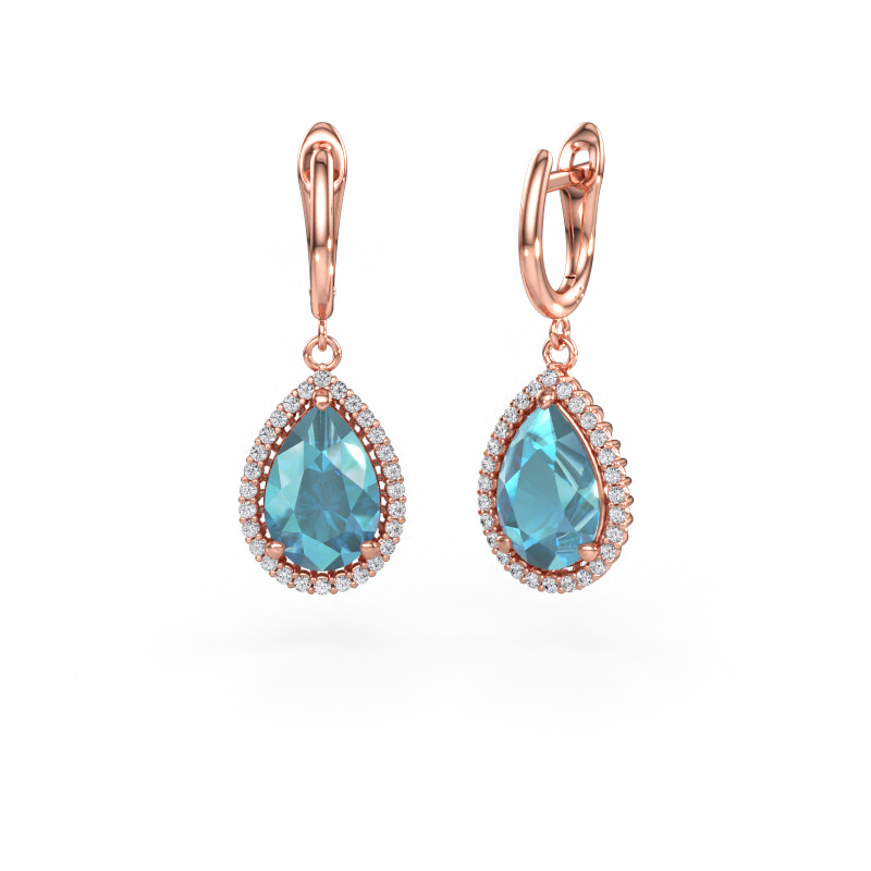 Bild av Hängande örhängen Tilly per 3 585 roséguld Blå topas 12x8 mm