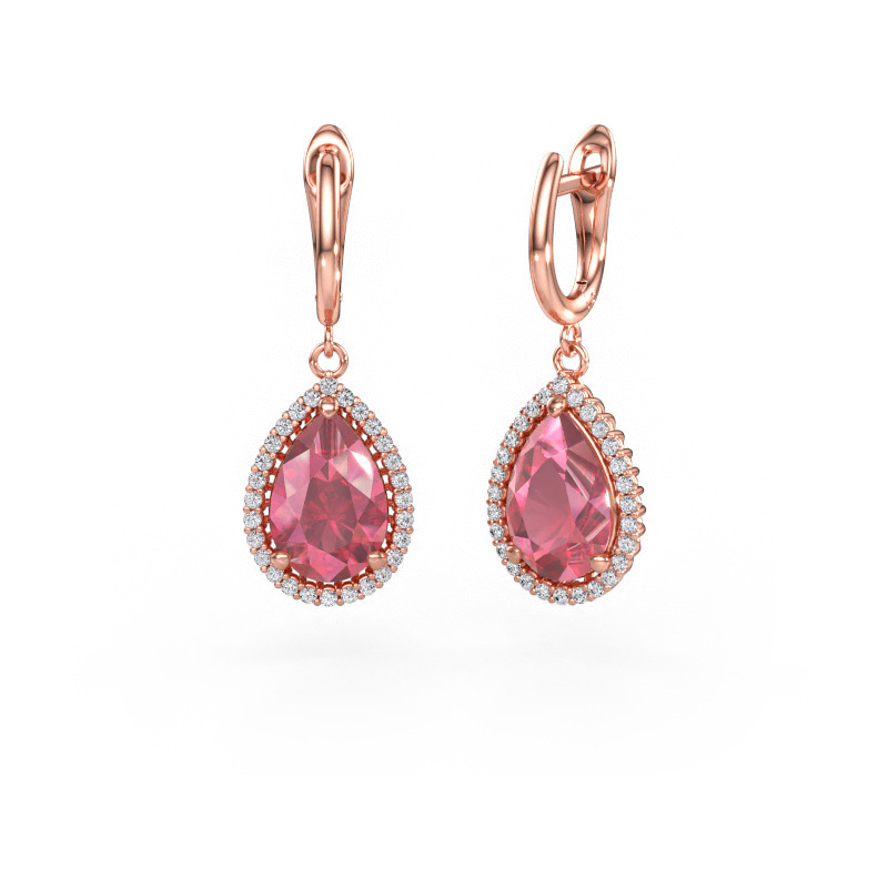 Immagine di Orecchini pendenti Tilly per 3 585 oro rosa Tormalina rosa 12x8 mm