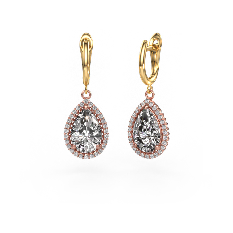 Image of Drop earrings Tilly per 3 585 rose gold Lab grown diamond 6.42 crt