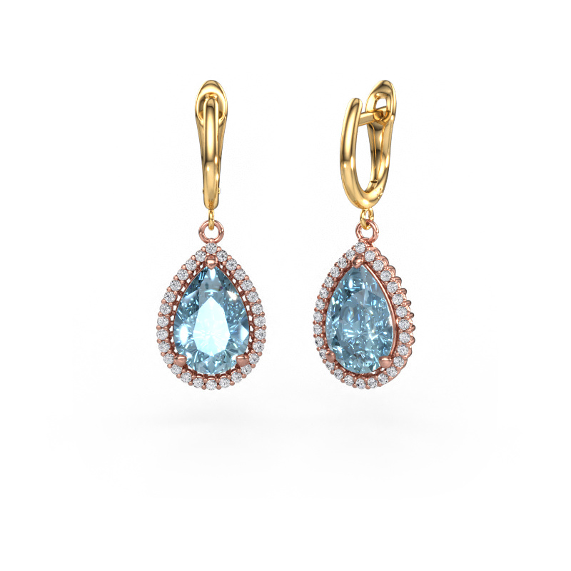 Bild von Ohrhänger Tilly per 3 585 Roségold Blauer Labordiamant 12x8 mm