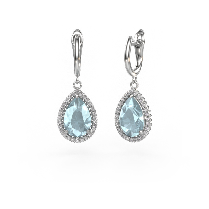 Image of Drop earrings Tilly per 3 950 platinum Aquamarine 12x8 mm