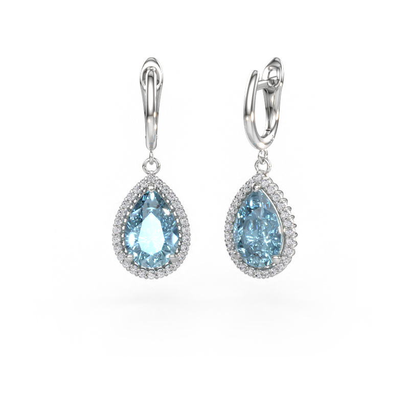 Immagine di Orecchini pendenti Tilly per 3 950 platino Diamante lab grown blu 12x8 mm