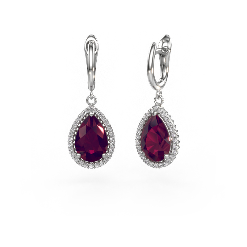 Image of Drop earrings Tilly per 3 950 platinum Rhodolite 12x8 mm