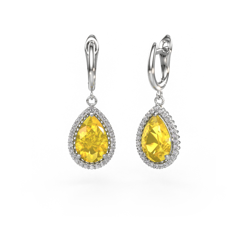 Image of Drop earrings Tilly per 3 950 platinum Yellow sapphire 12x8 mm