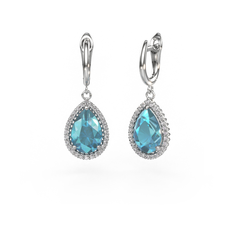 Image of Drop earrings Tilly per 3 950 platinum Blue topaz 12x8 mm