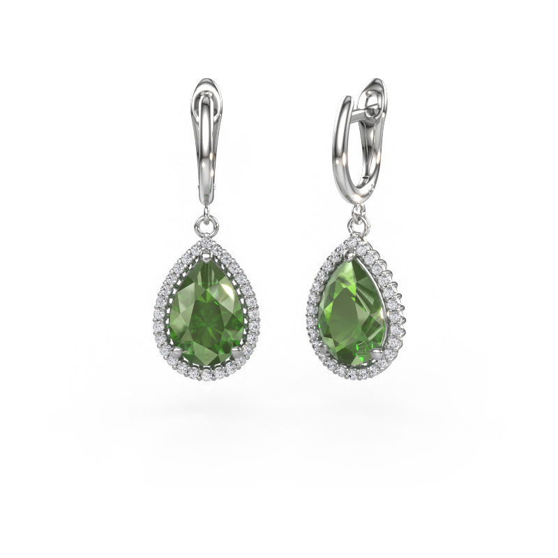 Afbeelding van Oorhangers Tilly per 3 950 Platina Toermalijn groen 12x8 mm