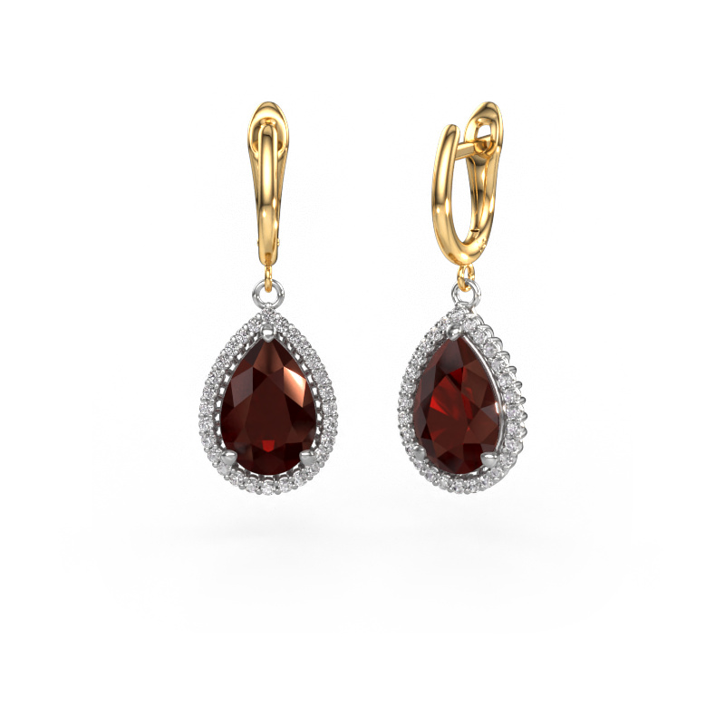 Bild von Ohrhänger Tilly per 3 585 Weißgold Granat 12x8 mm