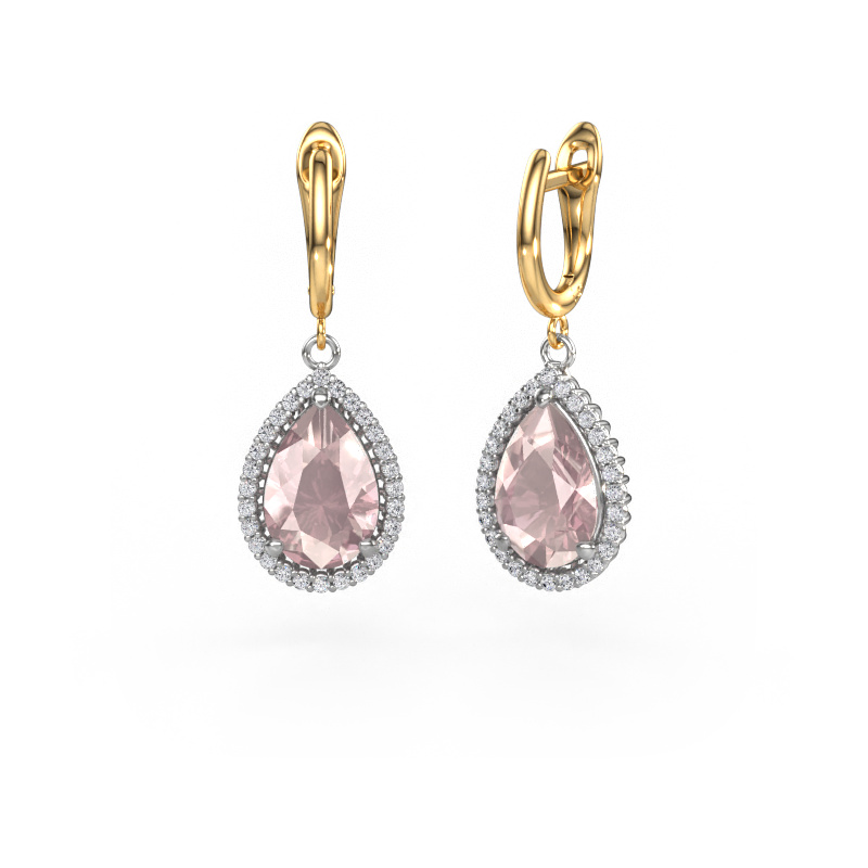Image of Drop earrings Tilly per 3 585 white gold Morganite champagne 12x8 mm