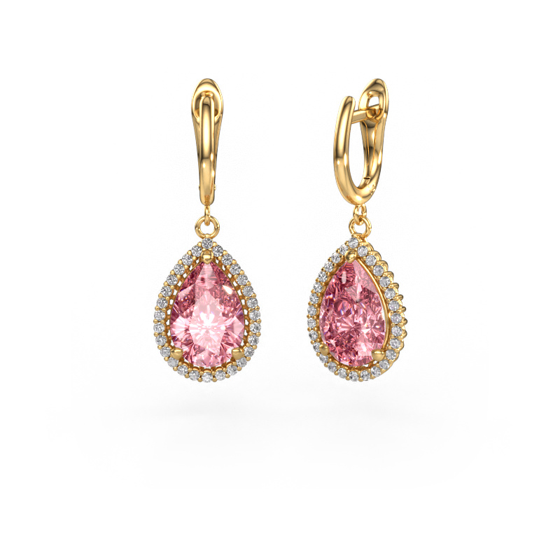 Image of Drop earrings Tilly per 3 585 gold Pink lab grown diamond 12x8 mm