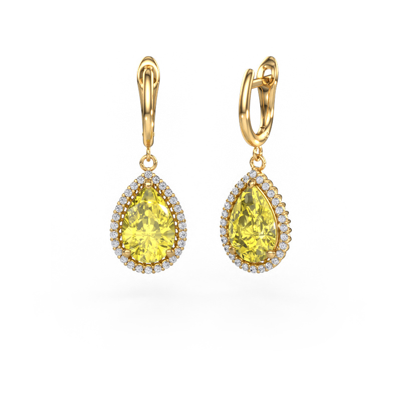 Image of Drop earrings Tilly per 3 585 gold Yellow lab grown diamond 12x8 mm