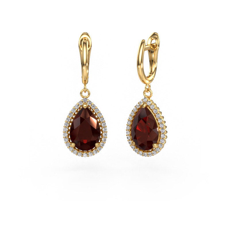 Bild von Ohrhänger Tilly per 3 585 Gold Granat 12x8 mm