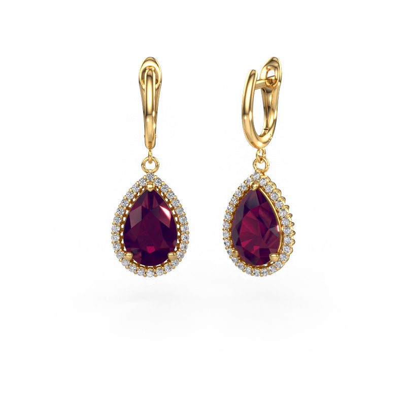 Image of Drop earrings Tilly per 3 585 gold Rhodolite 12x8 mm
