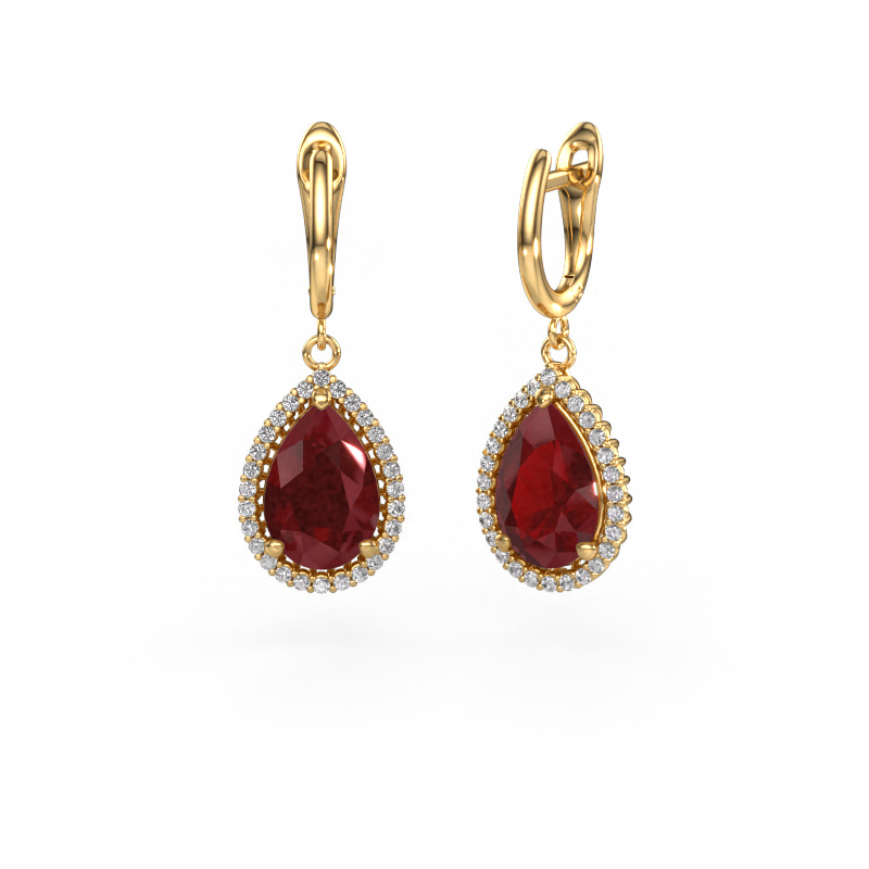 Image of Drop earrings Tilly per 3 585 gold Ruby 12x8 mm