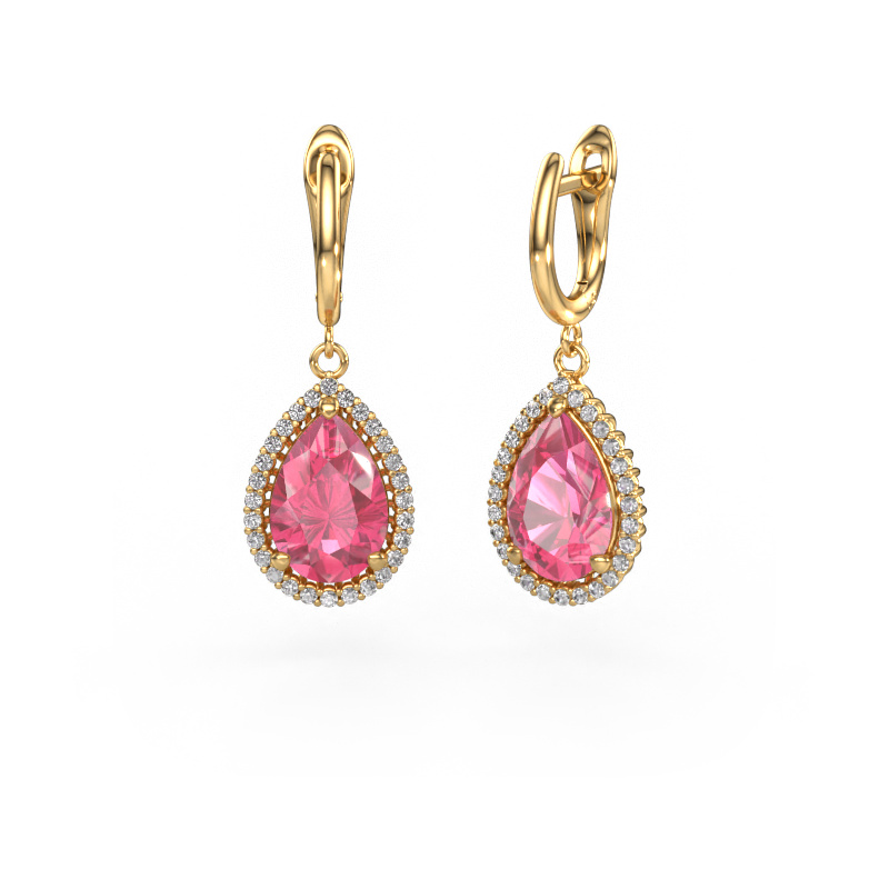 Image of Drop earrings Tilly per 3 585 gold Pink sapphire 12x8 mm