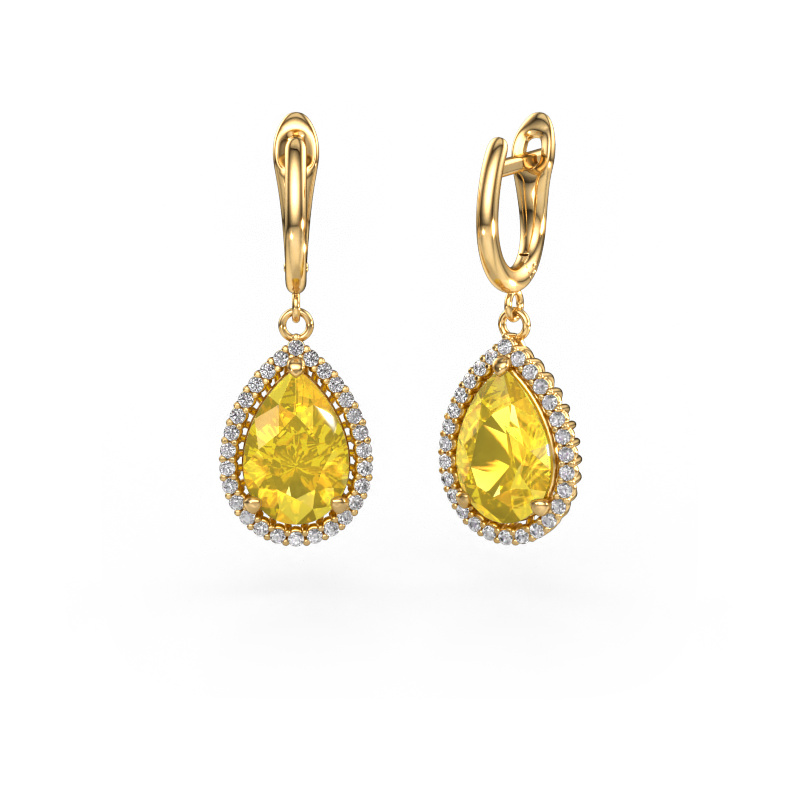 Image of Drop earrings Tilly per 3 585 gold Yellow sapphire 12x8 mm