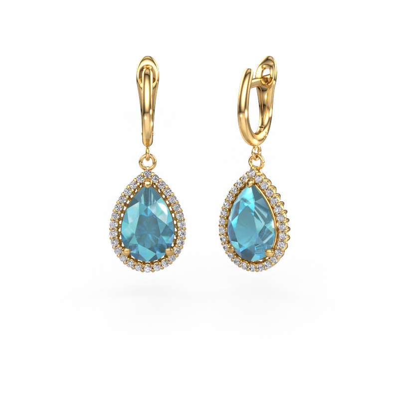 Image of Drop earrings Tilly per 3 585 gold Blue topaz 12x8 mm