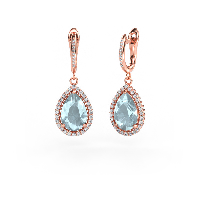 Image of Drop earrings Tilly per 4 585 rose gold Aquamarine 12x8 mm