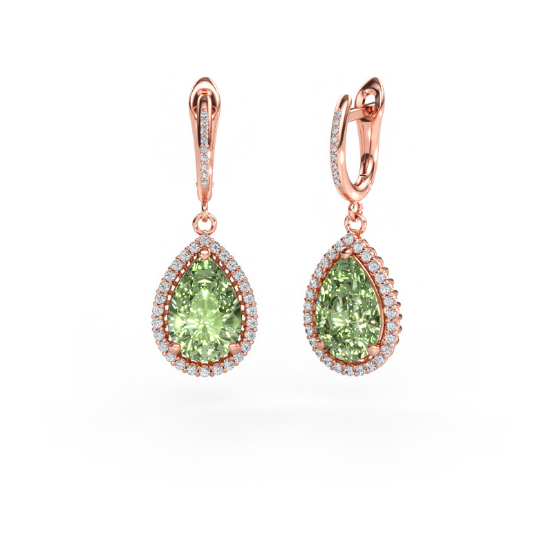 Immagine di Orecchini pendenti Tilly per 4 585 oro rosa Diamante lab grown verde 12x8 mm