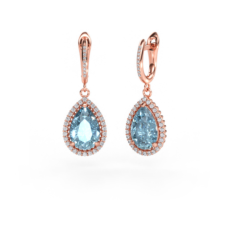 Bild av Hängande örhängen Tilly per 4 585 roséguld Blå labbodlad diamant 12x8 mm