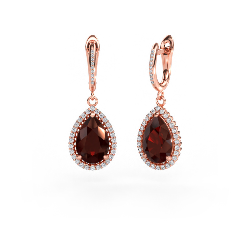 Immagine di Orecchini pendenti Tilly per 4 585 oro rosa Granato 12x8 mm